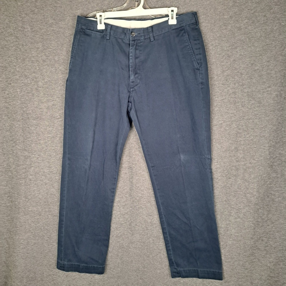 Polo Ralph Lauren Chinos Mens 36 Navy Blue Classic Fit Cotton Twill Trousers VTG